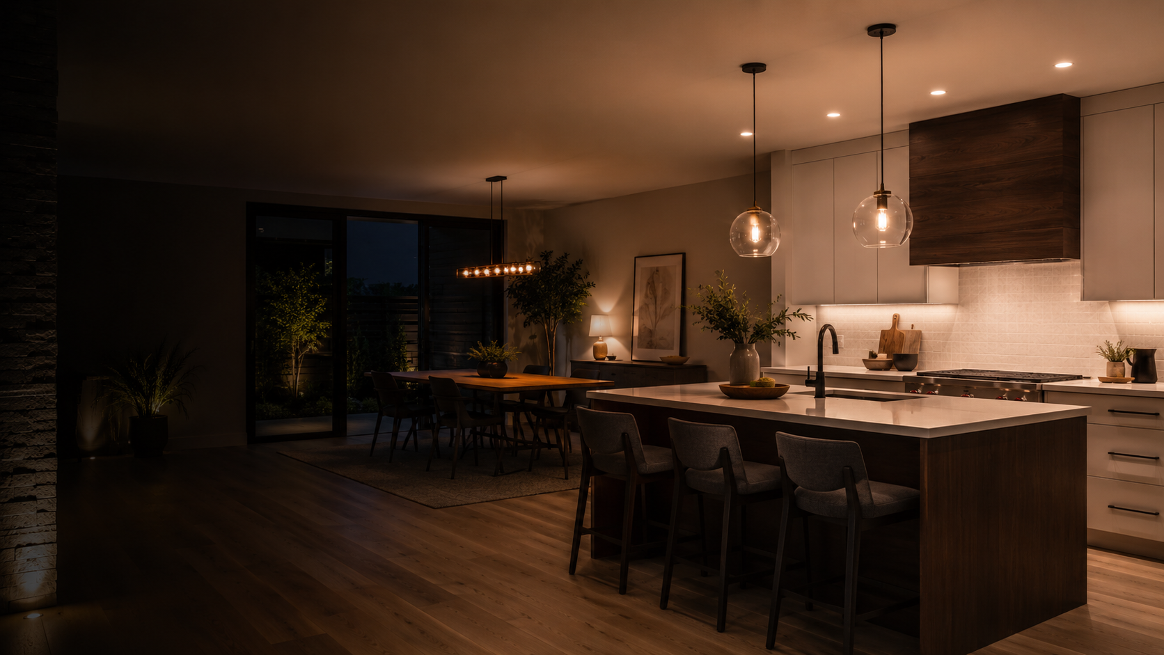 Warm interior lighting and remodel electrical design